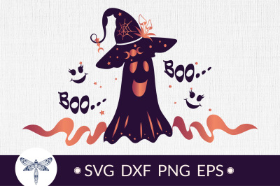 Cute ghost SVG with face and boo | Cute Halloween SVG design