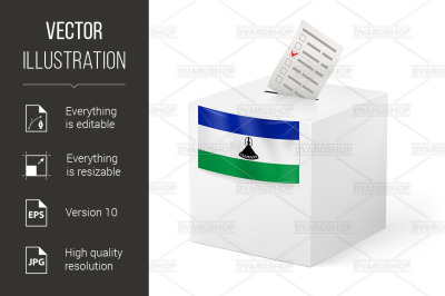 Ballot box with voting paper. Lesotho