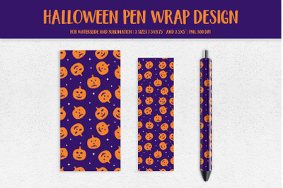 Halloween Pumpkins Pen Wrap Design. Sublimation or Waterslide