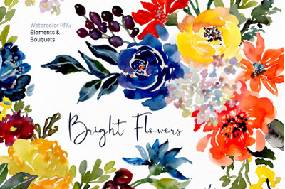 Bright Watercolor Flowers Png