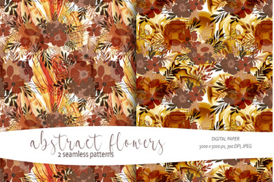 Abstract fall sunflower floral seamless patterns- 2 JPEG