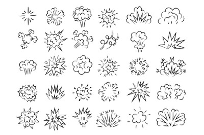 Explosion doodles. Linera sketches of surprise explosion decoration it