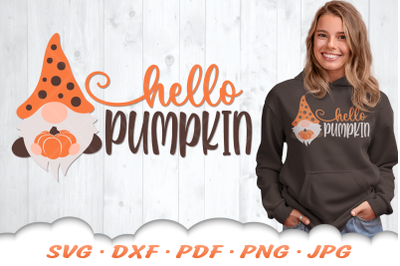 Hello Pumpkin SVG | Fall Gnome SVG