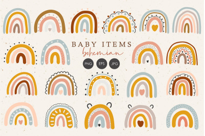 Rainbow clipart, Digital baby items