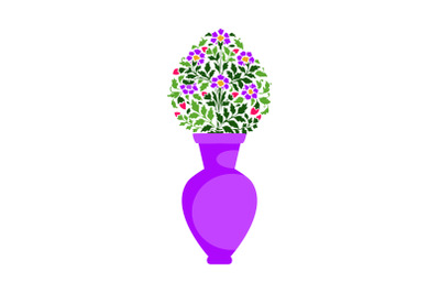 Drawn ceramic vase with a bouquet of wildflowers for decoration, celeb