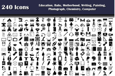 240 Icons Of Education, Baby, Motherhood, Writing, Painting, Photograp