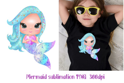 Mermaid Sublimation PNG Little Princess sublimation for kids