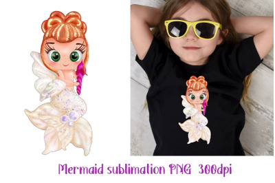 Mermaid Sublimation PNG Little Princess sublimation for kids