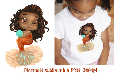 Mermaid Sublimation PNG Little Princess sublimation for kids