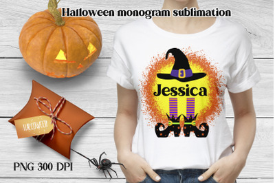 Halloween monogram sublimation | Halloween witch