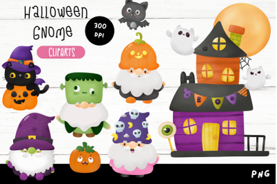 Halloween watercolor gnomes, Spooky season, cute halloween clipart