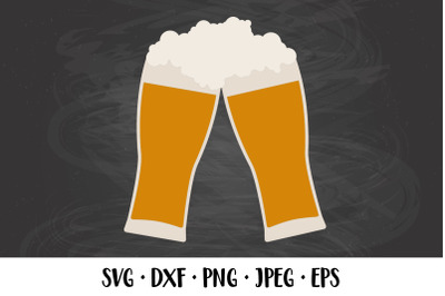 Two glasses of  foaming beer SVG