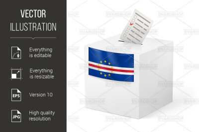 Ballot box with voting paper. Cape Verde