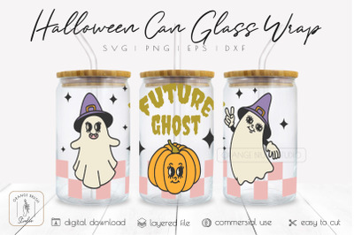 Cute Ghost Libbey Glass SVG Seamless Wrap Retro Halloween
