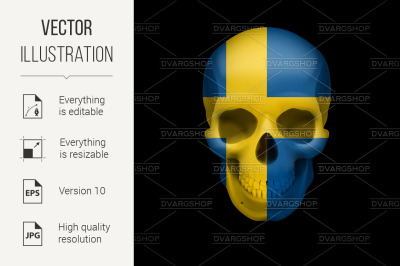 Swedish flag skull