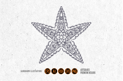 Silhouette starfish classic lury ornament svg