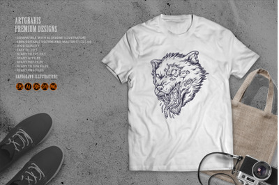 Silhouette scary werewolf head svg