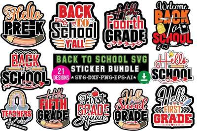 Back to School Sticker SVG Bundle