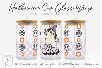 Boo ghost libbey beer can glass Retro Halloween wrap SVG