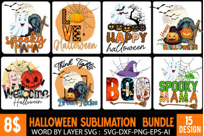 Halloween Sublimation Bundle , Halloween Sublimation Design , Hallowee