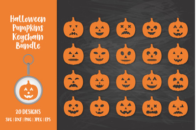 Halloween keychain bundle SVG. Halloween pumpkins keychains