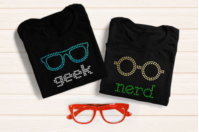 Geek and Nerd Glasses Rhinestone Template | SVG | PNG | DXF | EPS