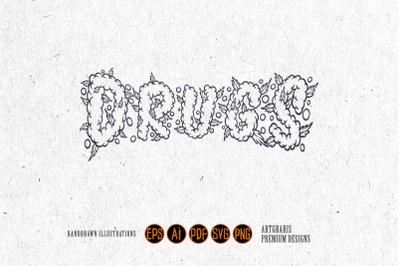 Lettering drugs smoke effect monochrome svg