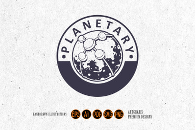 Planet vintage logo monochrome svg