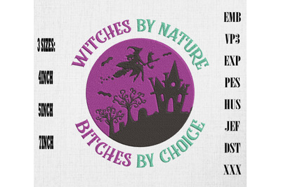 Witch By Nature Funny Halloween Witch Embroidery, Happy Halloween