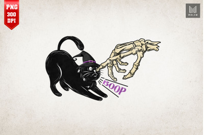 Halloween Cat Skeleton Hand Boop Funny