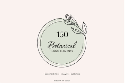 Botanical line art logo elements