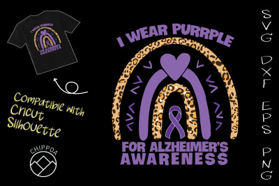 I Wear Purple For Alzheimers Rainbow