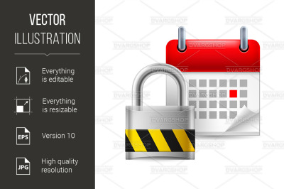 Security padlock and calendar