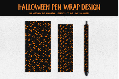 Halloween Pumpkins Faces Pen Wrap Design. Sublimation or Waterslide