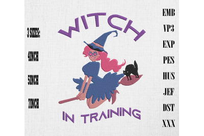 Witch In Training Cute Girls Halloween Embroidery