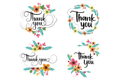 Thank You Script Decorated by Floral Ornaments