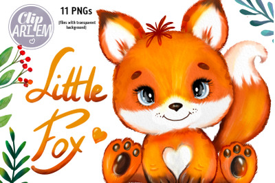 Baby Fox Watercolor 11 PNG Fall sunflower floral images  Set
