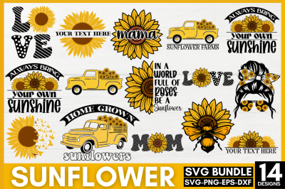 Sunflower SVG Bundle&2C; Sunflower SVG Design Bundle&2C; Sunflower Quotes SV