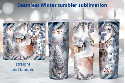 Winter forest tumbler wrap design Christmas sublimation png