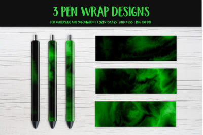 Black Green Marble Pen Wrap Design Sublimation or Waterslide