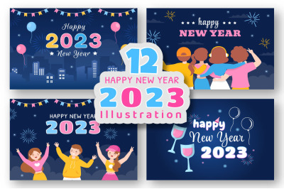 12 Happy New Year 2023 Illustration