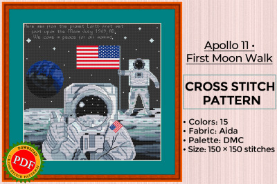 Apollo Spacecraft Cross Stitch Pattern | Moon Landing | Lunar Landing
