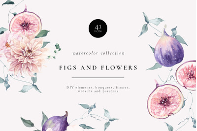 Figs and Flowers Watercolor Set