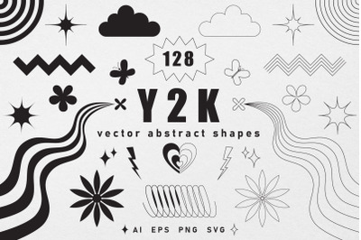 128 abstract Y2K vector shapes