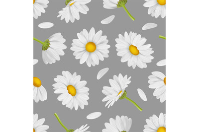 Camomile pattern. Decorative template for textile design with herbal p