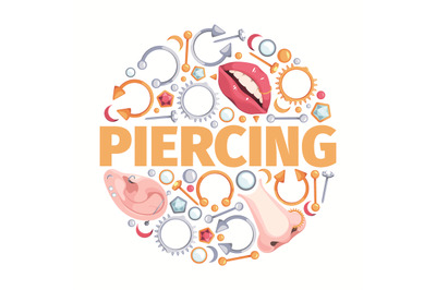 Piercing circle. Decorative round shape with piercing elements dots ar