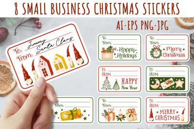 Christmas small business stickers, Gift tag stickers
