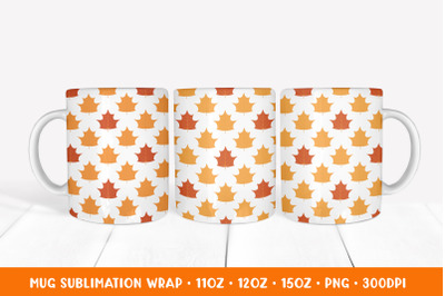 Fall Maple Leaves Mug Sublimation Wrap Design