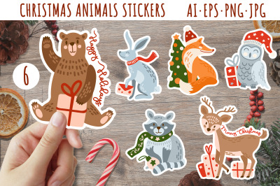 Christmas animal stickers, baby Christmas animals