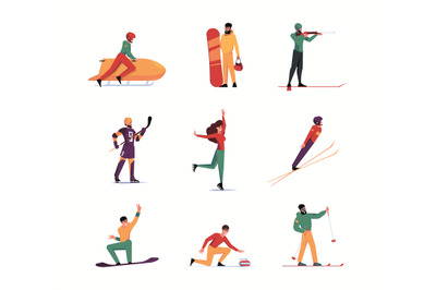 Winter sport games. Skiing sledding snowboarding olympic games athlete